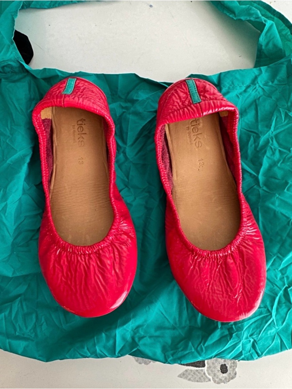 Mini Razzleberry Tieks Ballet Flats with Teal Accent - girls - Picture 3 of 5
